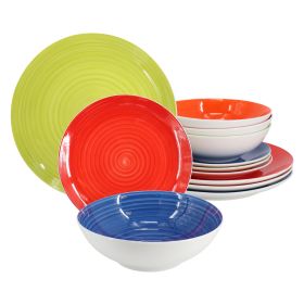 Hometrends Crenshaw 12 Piece Fine Ceramic Dinnerware Set in Assorted Colors