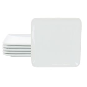 Our Table Simply White 6 Piece 5 Inch Square Porcelain Appetizer Plate Set