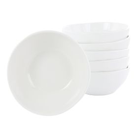 Our Table Simply White 6 Piece 6.25 Inch Organic Texture Porcelain Cereal Bowl Set