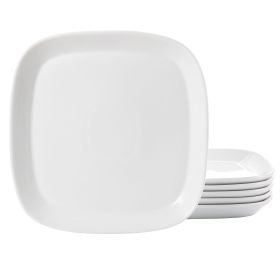 Our Table Simply White 6 Piece 10 Inch Square Fine Ceramic Dinner Plate Set in White