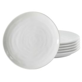 Our Table Simply White 6 Piece 10.75 Inch Organic Round Porcelain Dinner Plate Set