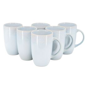 Meritage Jasper 6 Piece 22 Ounce Stoneware Tall Latte Cup Set in Ski Blue