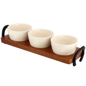 Wanda June Home 4 Piece 15 Inch Bamboo Tray and Condiment Server Set in Golden Brown