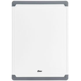Oster Bergen 17x12 Inch Rectangular Plastic Cutting Board in White with Non-Slip Feet