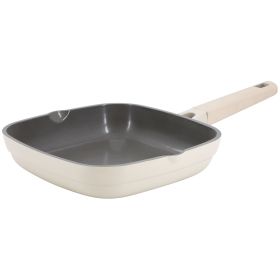Gibson Elite Lancaster 10.2 Inch Ceramic Nonstick Aluminum Square Frying Pan in Beige