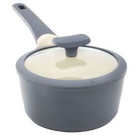 Oster Rooney 2 Quart Ceramic Nonstick Aluminum Saucepan in Gray with Lid