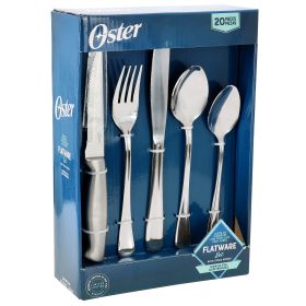 Oster Macmillan 20 Piece Stainless Steel Flatware Set with Steak Knives