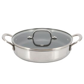Better Chef 11 Inch 3-Ply Stainless Steel Nonstick Deep Fry Pan with Lid in Silver