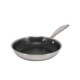 Better Chef 8 Inch 3-Ply Stainless Steel Nonstick Fry Pan with Rolled Edge in Silver