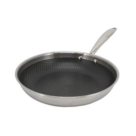 Better Chef 10 Inch 3-Ply Stainless Steel Nonstick Fry Pan with Rolled Edge in Silver