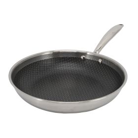 Better Chef 12 Inch 3-Ply Stainless Steel Nonstick Fry Pan with Rolled Edge in Silver