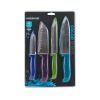 Farberware 4-piece Chef Set with Stamped Plastic Colored Handle and Blade Cover