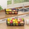 2 Tier Fruit Basket Bowl Farmhouse with Side Hooks for Kitchen Countertop