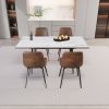Scalable MDF modern dining table and chair set, suitable for 2-6 people, white dining table and modern brown dining chair 4-piece set
