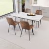 Scalable MDF modern dining table and chair set, suitable for 2-6 people, white dining table and modern brown dining chair 4-piece set