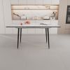 Scalable MDF modern dining table and chair set, suitable for 2-6 people, white dining table and modern beige dining chair 4-piece set