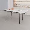 Scalable MDF modern dining table and chair set, suitable for 2-6 people, white dining table and modern beige dining chair 4-piece set