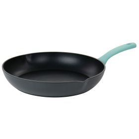 Oster Rigby 9.5 Inch Aluminum Nonstick Frying Pan Pouring Spouts (Color: Blue)