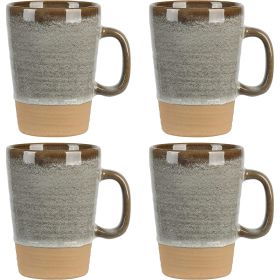 Gibson Elite Dreamweaver 4 Piece 17 Ounce Round Earthenware Mug Set (Color: Earthy Brown)