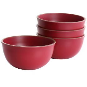 Gibson Home Rockabye 4 Piece Melamine Cereal Bowl Set (Color: Dark Pink)