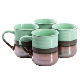 Gibson Home Copper Tonal 4 Piece 18 Ounce Stoneware Cup Set (Color: Celadon)