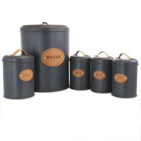 MegaChef Kitchen Food Storage and Organization 5 Piece Canister Set (Color: Grey)