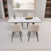 Scalable MDF modern dining table and chair set, suitable for 2-6 people, white dining table and modern dining chair 4-piece set